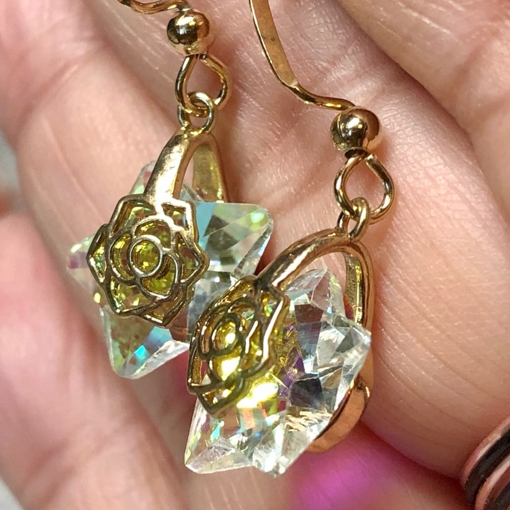 Pretty star shaped glitter earrings -unique one of a kind